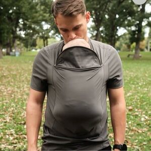 Lalabu Men's Gray Baby Wearing Carrier Shirt Large Bonding Time w Dad